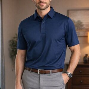 NWT Collars & Co. Dress Collar Polo Shirt Large Tall XLT Navy Blue